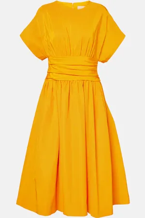 Carolina Herrera Gathered cotton-blend cocktail dress