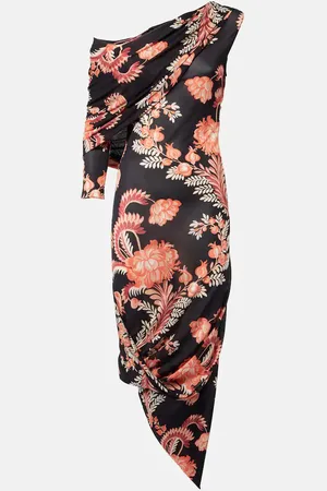 Etro Floral draped asymmetric midi dress