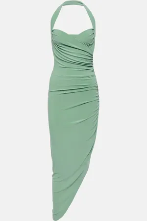 Norma Kamali Cayla asymmetric jersey midi dress