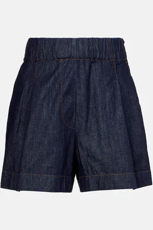 DRIES VAN NOTEN Pleated high-rise denim shorts