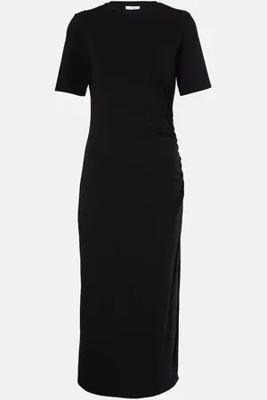 Vince Gathered cotton-blend midi dress
