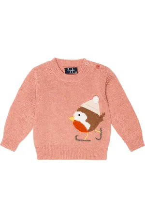 Il gufo Baby intarsia virgin wool sweater