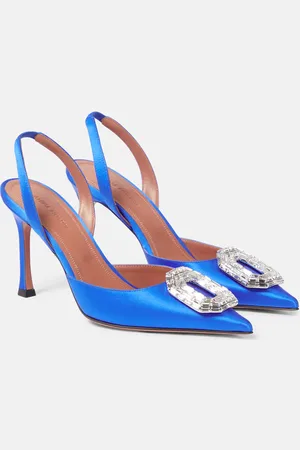 Amina Muaddi Camelia silk satin slingback pumps