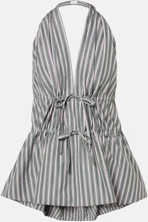 DRIES VAN NOTEN Striped halterneck cotton top