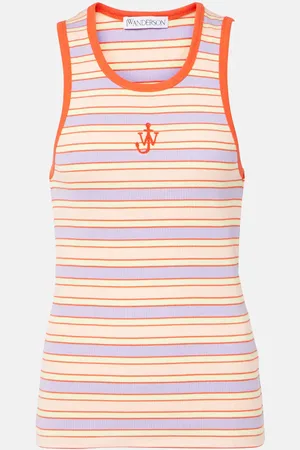 J.W.Anderson Logo striped cotton jersey tank top