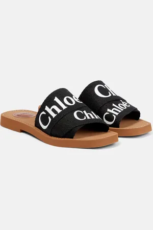 Chloé Woody canvas slides