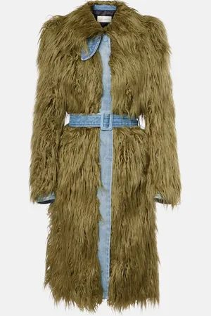 DRIES VAN NOTEN Rangel faux fur-trimmed denim coat