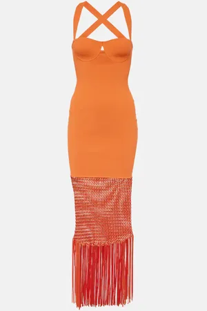 GALVAN Fringed midi dress