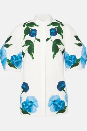 Erdem Floral balloon-sleeve cotton blouse