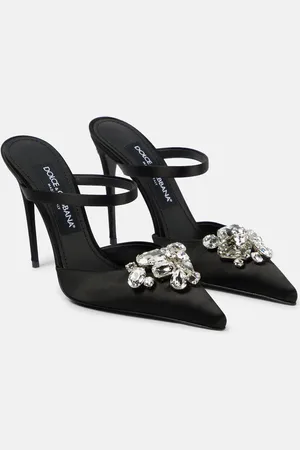 Dolce & Gabbana Crystal-embellished satin mules