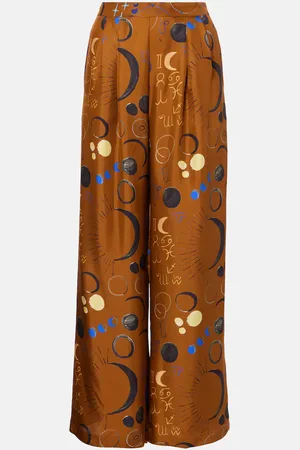 ASCENO Isola printed mid-rise straight pants