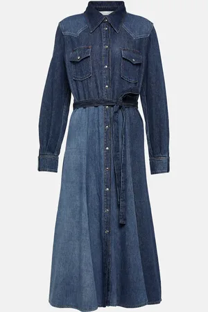 Chloé Paneled denim midi dress