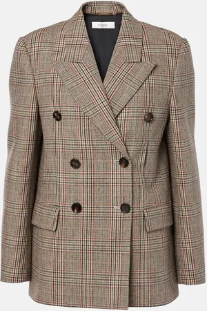 Chloé Prince of Wales check wool-blend blazer
