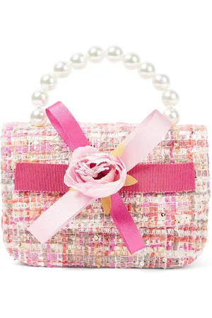 PATACHOU Faux pearl-embellished tweed tote bag