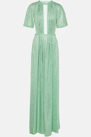AREA Cutout crystal-embellished jersey gown