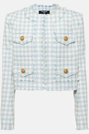 Balmain Checked cotton-blend tweed jacket