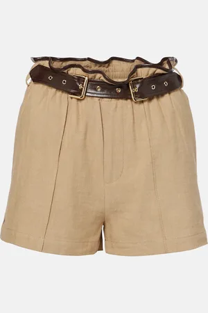 XU ZHI Belted faux leather-trimmed shorts