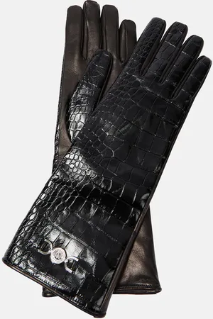 VERSACE Croc-effect leather gloves