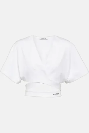 Alaïa Logo cotton jersey crop top