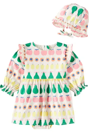 Jelly Mallow Baby Fruity cotton dress and bonnet set