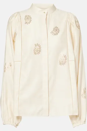 Max Mara Caladio embellished cotton satin blouse
