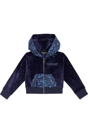 VERSACE Barocco embellished velvet hoodie