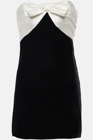 Alessandra Rich Bow-detail strapless velvet minidress