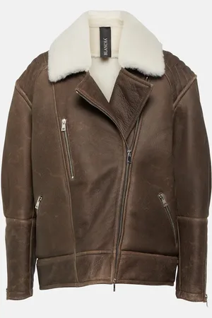 Blancha Shearling-trimmed leather jacket
