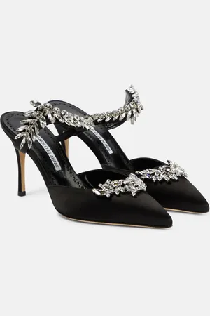 Manolo Blahnik Lurum 90 embellished satin mules