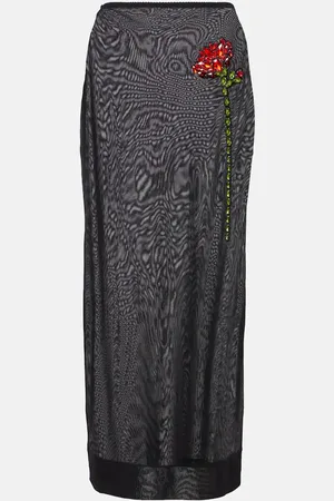 Simone Rocha Floral-appliquÃ© mesh pencil skirt