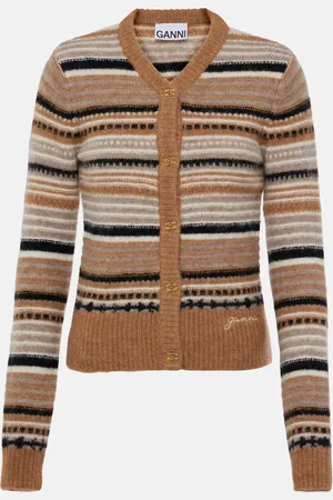 Ganni Striped alpaca wool-blend cardigan