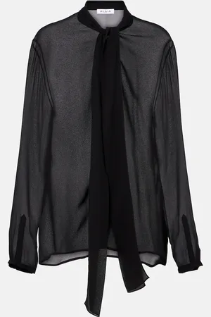 Alaïa Tie-neck georgette blouse