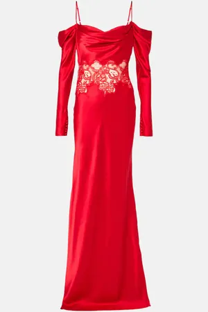 Rebecca Vallance Rubia lace-trimmed silk satin gown
