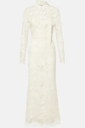 Elie saab Floral embroidered tulle midi dress