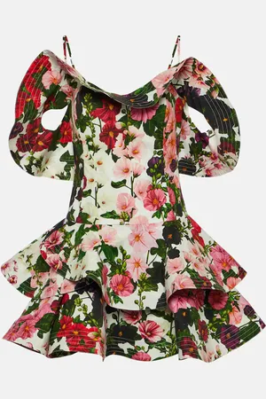 Oscar de la Renta Ruffled floral cotton-blend minidress