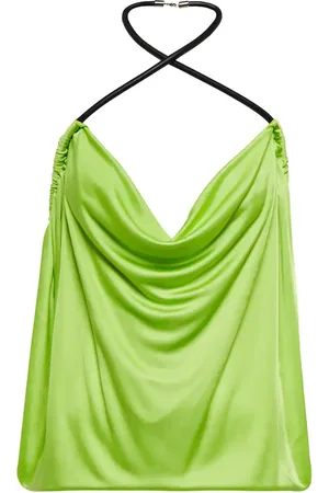 The Attico Pauline leather-trimmed top