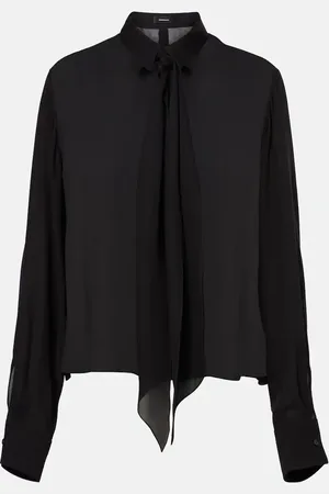 WARDROBE.NYC Tie-neck silk blouse