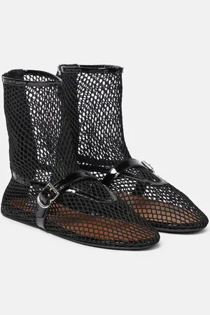 Alaïa Fishnet leather-trimmed ankle boots