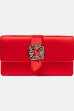 Manolo Blahnik Capri embellished satin clutch