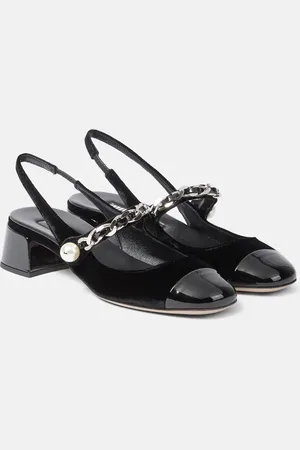 Miu Miu Chain-detail velvet slingback pumps