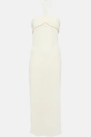 MAGDA BUTRYM Pearl-detail halterneck midi dress