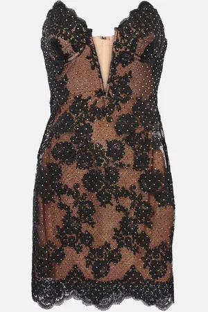 Self-Portrait Embellished lace bustier dress