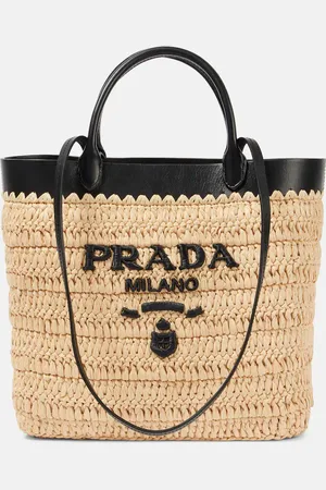 Prada Small crochet raffia-effect tote bag