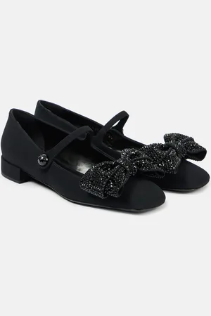 VALENTINO GARAVANI Bowjane embellished crÃªpe Mary Jane flats