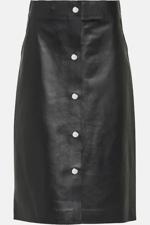 Victoria Beckham High-rise leather midi skirt