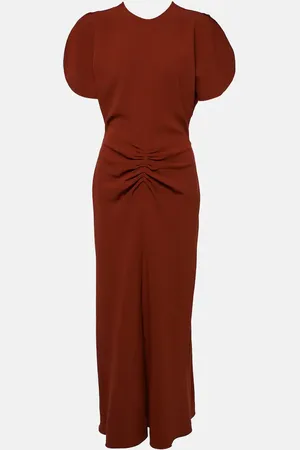 Victoria Beckham Puff-sleeve gathered midi dress
