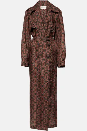 DRIES VAN NOTEN Printed silk satin trench coat