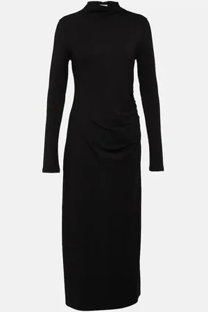 Vince Ruched high-neck jersey midi dress