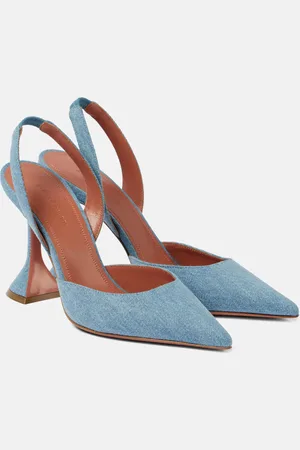 Amina Muaddi Holli 95 denim slingback pumps