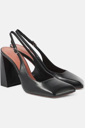 Amina Muaddi Charlotte leather slingback pumps
